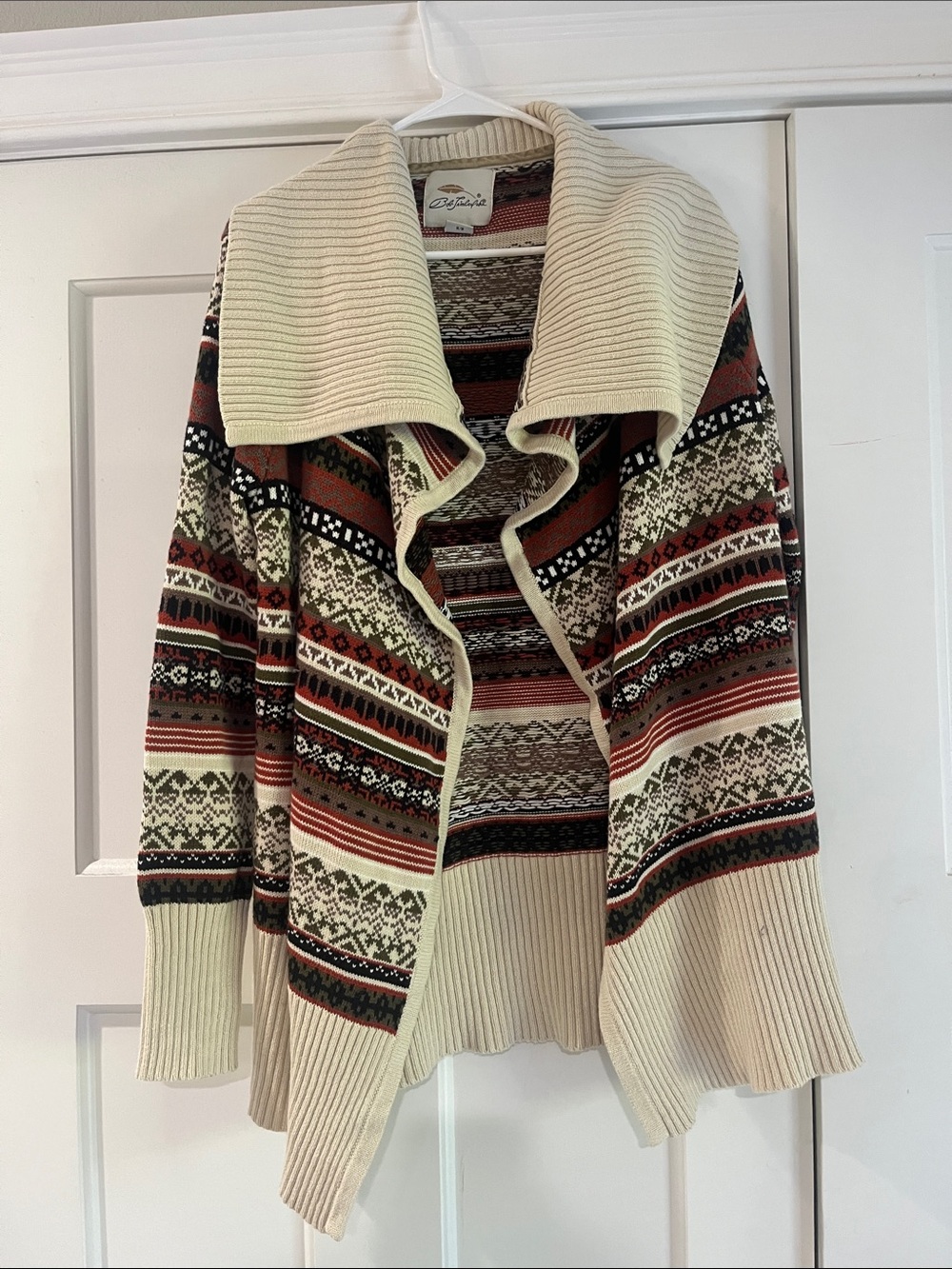 Ariat Cream, Rust, Black & Green Fair Isle Open-Front Cardigan